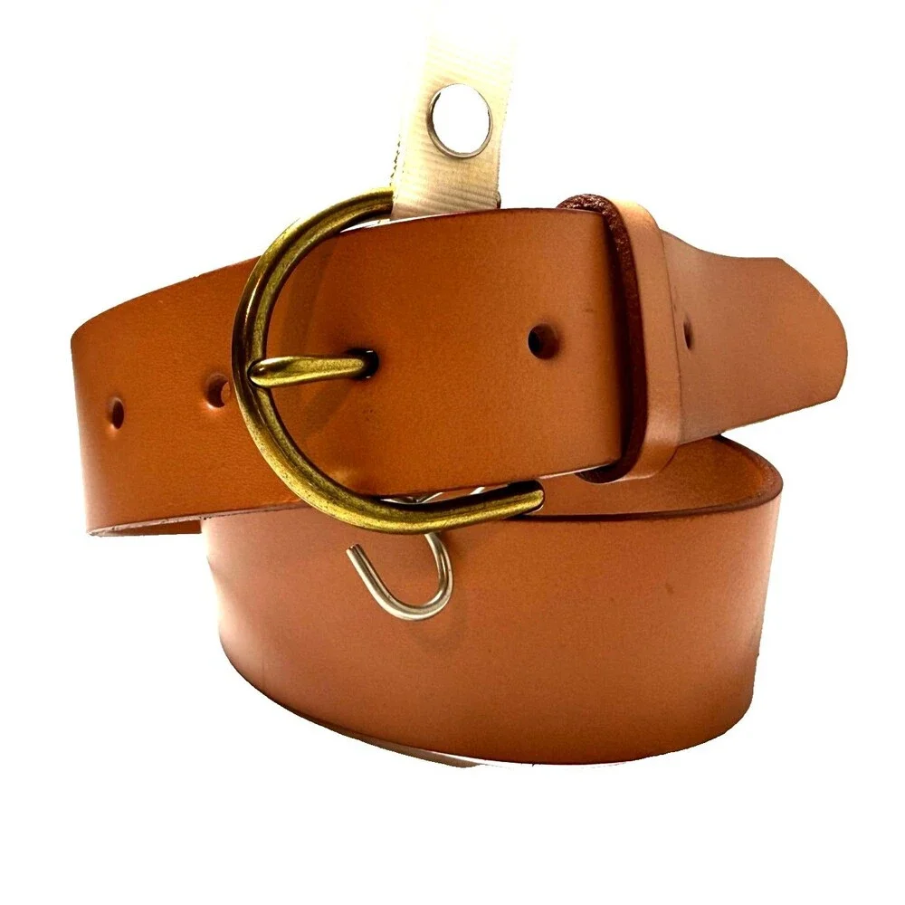 Vtg American Eagle Outfitters AEO Tan Beige Leather Belt Size 26 X-Small Brass